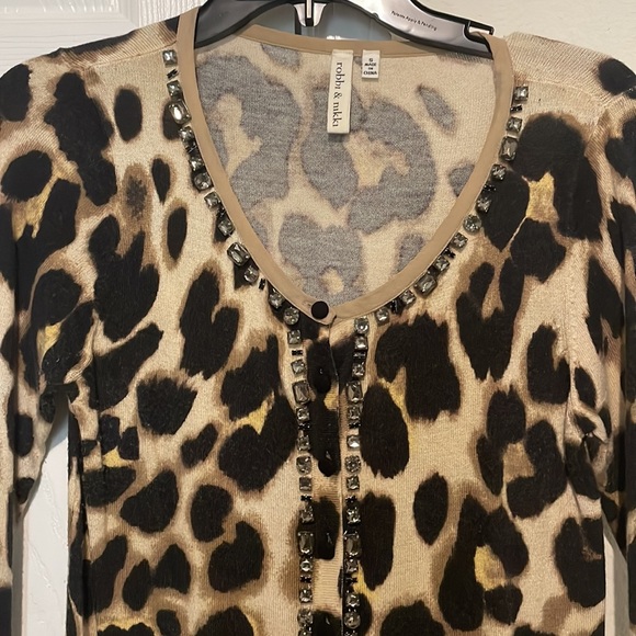 Tiger printed size small cardigan with Swarovski crystals great condition - Picture 2 of 2